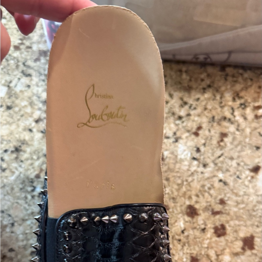 Christian Louboutin Black Studded Loafers 45.5 or size 12.5. Gorgeous shoe !! - Picture 7 of 9